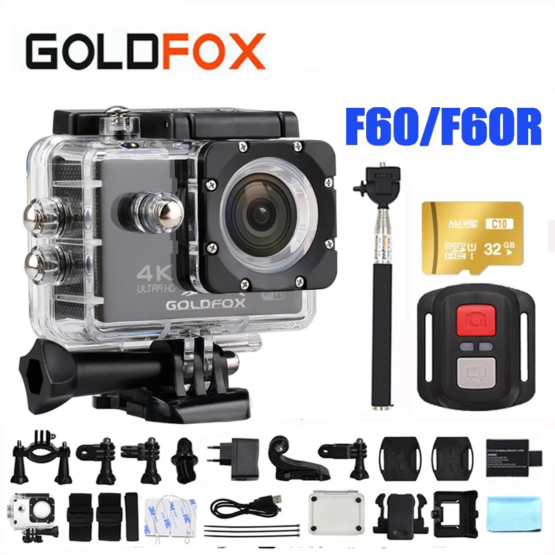 Goldfox F60 F60R Экшн-камера 4K 1080P 60FPS Sport DV 30M Go Водонепроницаемая профессиональная видеокамера для велосипедного шлема, автомобильная камера