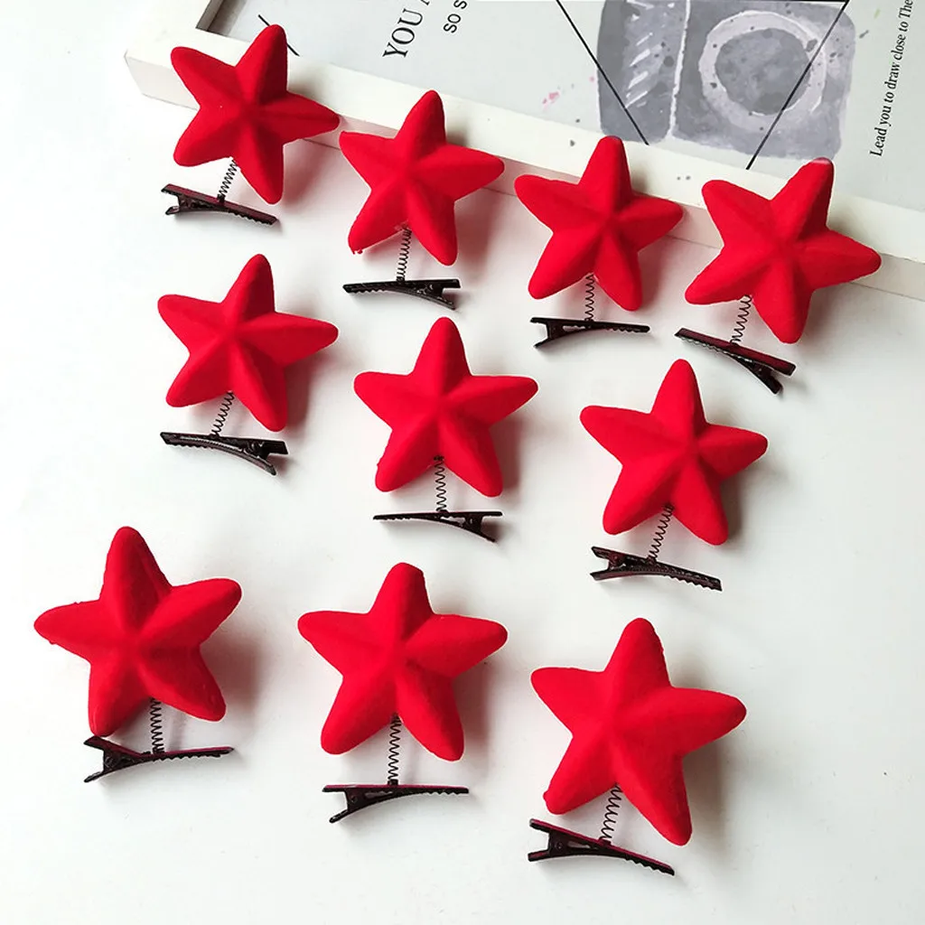 

10Pcs Baby 2019 Girl Hair Pin Pins Cute Mini Hair Clip Snap Cloth Star Print Princess Baby Haar Acessories Kids Hair Pins Set