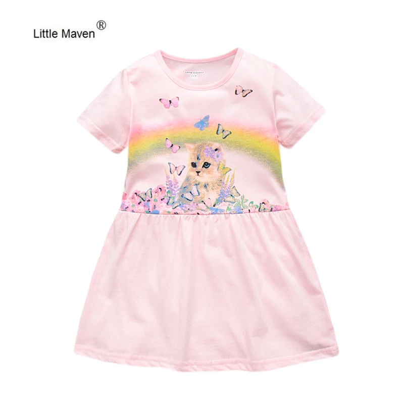 

2018 Little Maven New Brand Baby Girls Dress Summer Cotton Butterfly Casual Dress Kids Clothing Children Dresses Girls Clothes