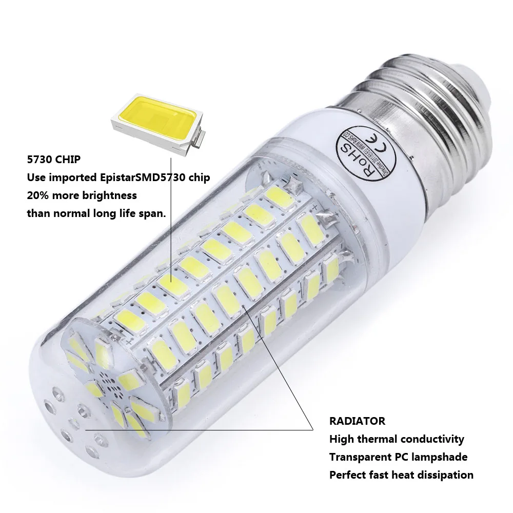 4 шт./лот E27 светодиодный светильник E14 светодиодный лампы 110V 220V SMD5730 люстра в форме свечи светильник 24 36 48 56 72 светодиодные лампы «Кукуруза» лампы для домашнего декора ампулы