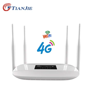 TIANJIE Unlocked 300Mbps 4 external antennas home Wifi Router 3G 4G GSM LTE router hotspot 4G modem 4g router with sim card slot 1