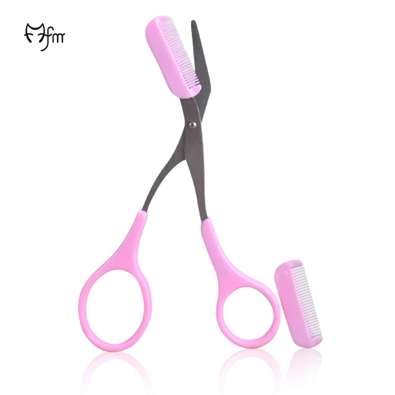 Buy FM Pink Stainless Steel Eyebrow Scissors Comb