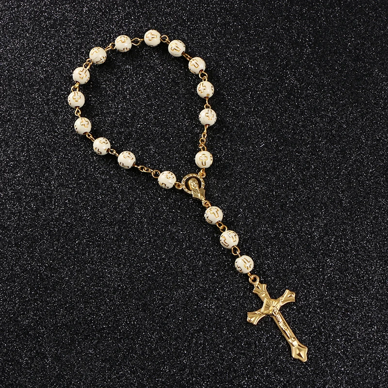 

KOMi Wholesale Rosary Centerpiece Sacred Heart Of Mary Guadalupe Divine Mercy Jesus Bracelet Religious Center Gift R-173