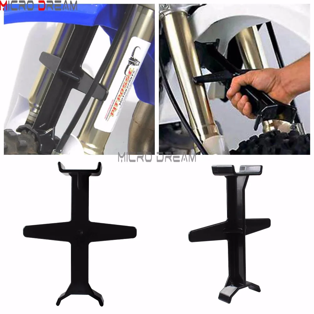 

Black Motorcycle Tie Down Frok Support Motocross Offroad Plastic Fork Brace Stand Universal For Yamaha Kawasaki Husqvarna TE/FE