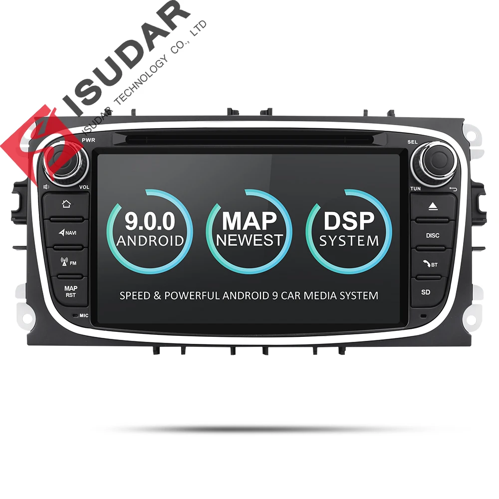 Isudar coche reproductor Multimedia Android 9 GPS 2 Din reproductor de dvd del coche para FORD/enfoque/S-MAX/Mondeo /C-MAX/Galaxy wifi coche radio DSP DVR
