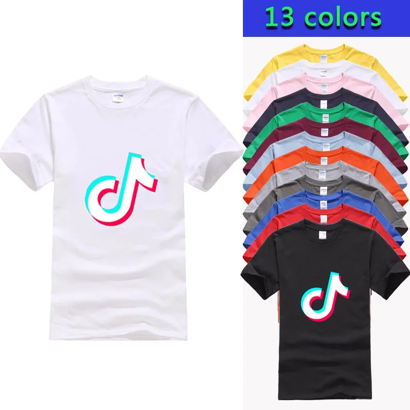

Fashion Tik Tok Dance Hip Hop Solid Color Short Sleeve T-Shirt 100% Cotton T-Shirt Couple Casual Men and Women T-Shirt