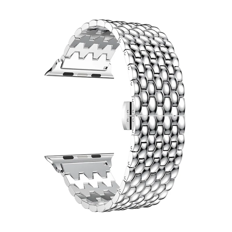 Нержавеющая сталь браслет с застежкой "Бабочка" для ремешок для часов аpple 38 мм 40 мм 42 44 мм серии, на возраст 1, 2, 3, 4, браслет с водяными каплями и Стиль браслет - Цвет: Silver
