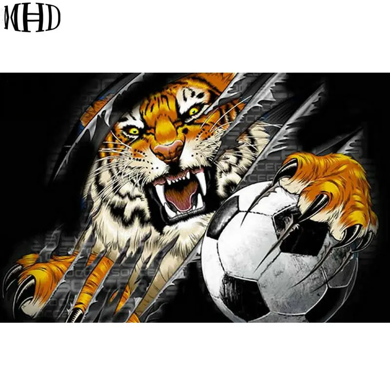 2020 New 5d diy Diamond Embroidery Tiger &amp Soccer Full 3D Cross Stitch Sewing Resin Painting Gifts | Дом и сад