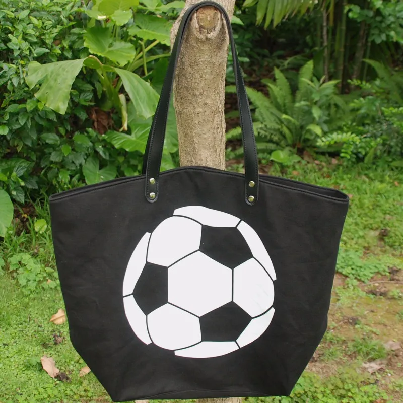 Black Ball Tote, Fan Tote Game Tote Canvas Tote Pattern, Wholesale Black And White Trim Tote ...