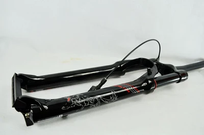 Велосипедная вилка 26 27,5 29 er дисковый тормоз с дистанционным управлением через плечо для горного велосипеда MTB, амортизирующая Велосипедная вилка с воздушным амортизатором, 39,8 1-1/2 HL/RL - Цвет: 26RL gloss black