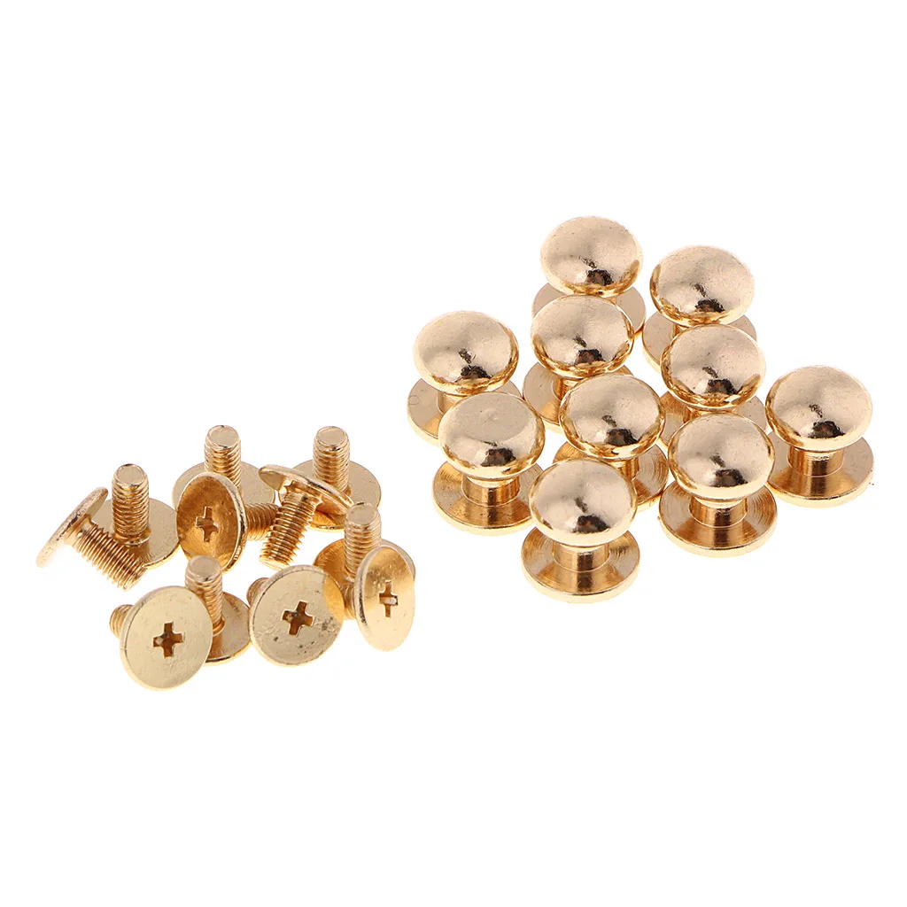 10pcs Brass Round Head Stud Screwback Leather Bag Chicago Screw Nail Rivet