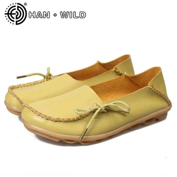 

Genuine Leather Shoes Women Ballet Flats All Season Moccasins Loafers Women Casual Shoes Ladies Concise Flat shoes Size 44