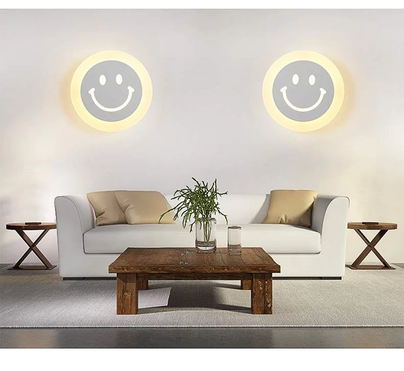 Novelty LED Smile Face Acrylic Wall Light Minimalist Children Cartoon Living Room Corridor Bed Room  Bathroom Aisle Lighting (4)