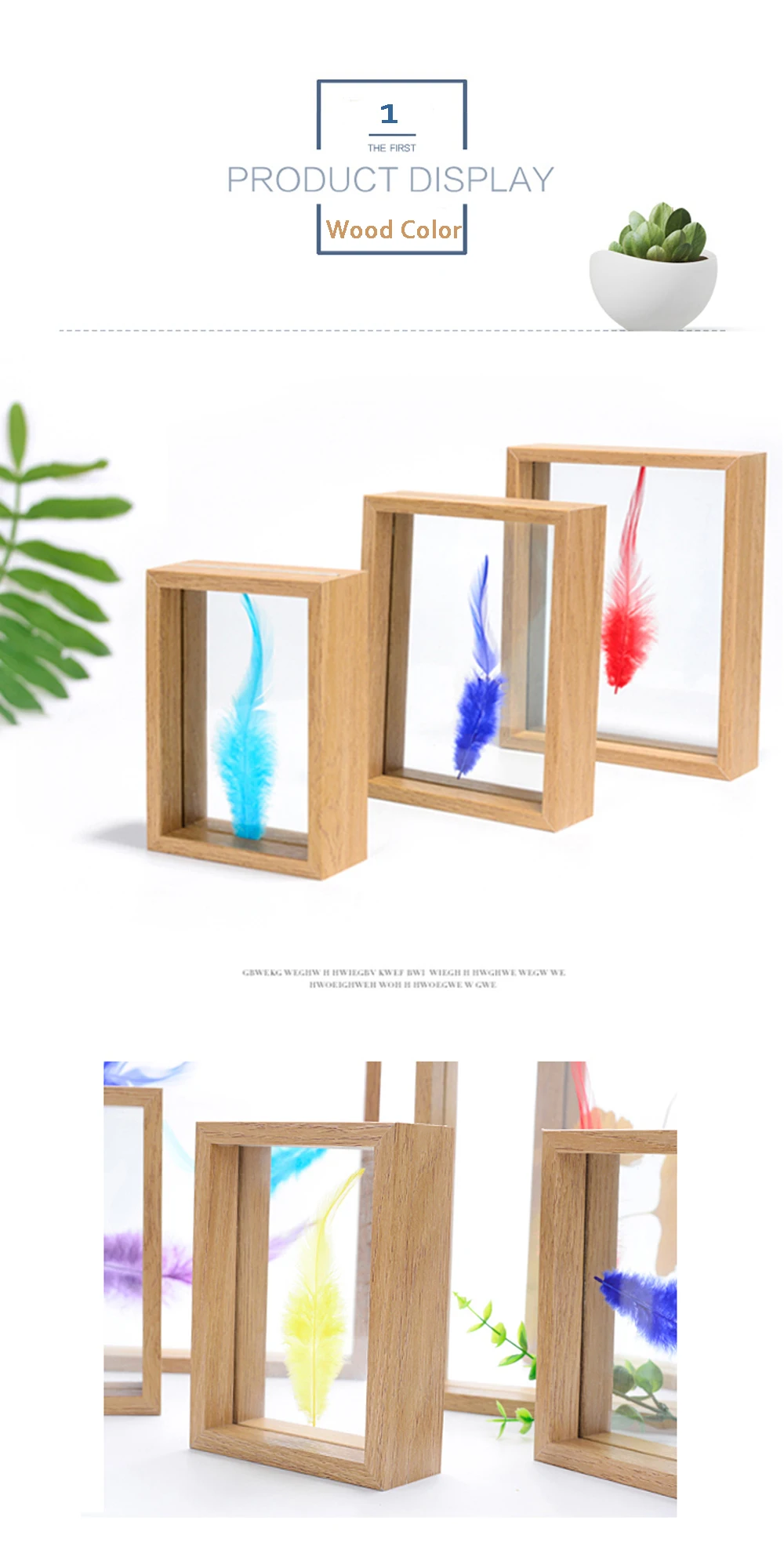 Modern Art Creative Plant Glass Butterfly Specimen Frame Double-sided Photo Frame 5 inch 7 inch 8 inch 10 inch For Home Decor
