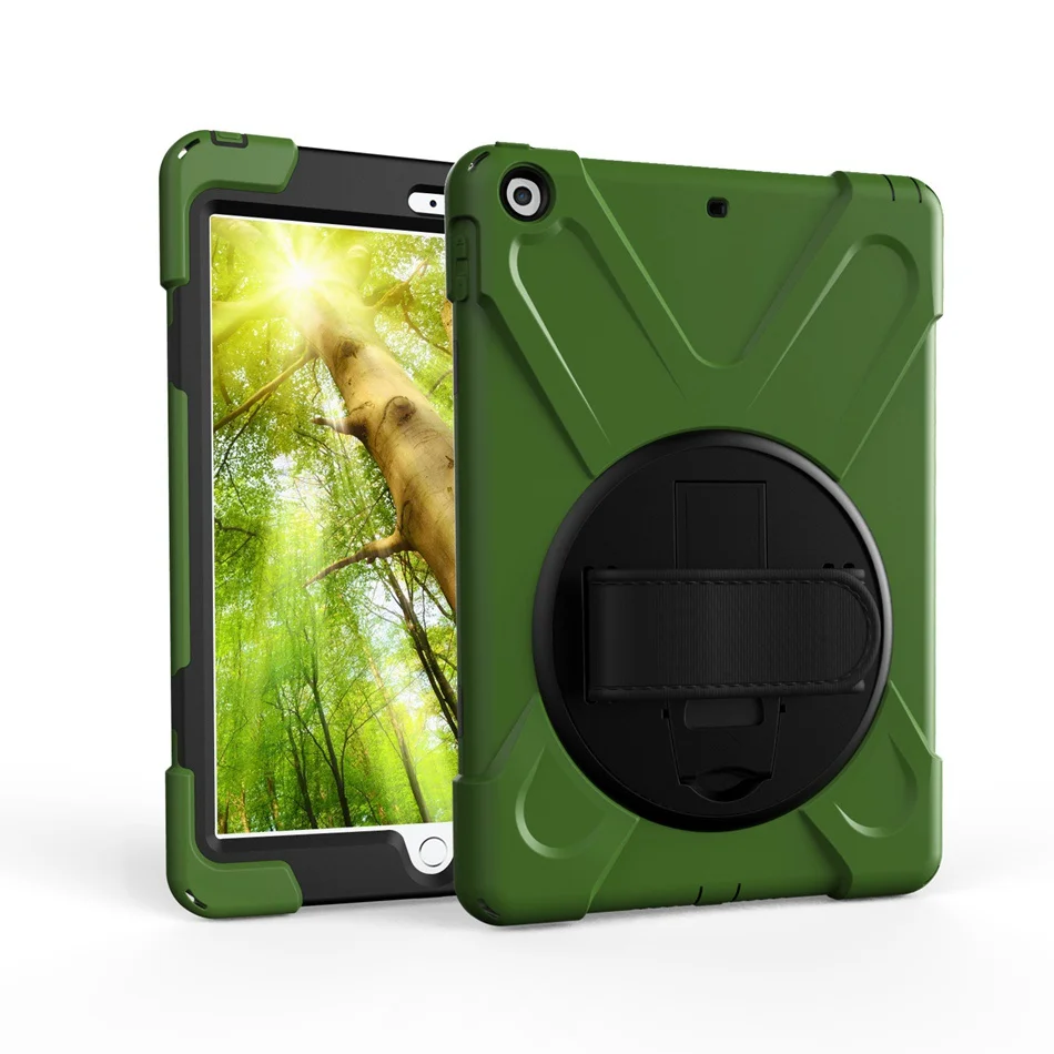 Для iPad чехол сверхпрочный ударопрочный ремешок для iPad 9,7 подставка Гибридный детский безопасный бронированный чехол для планшета чехол для телефона s - Цвет: army green