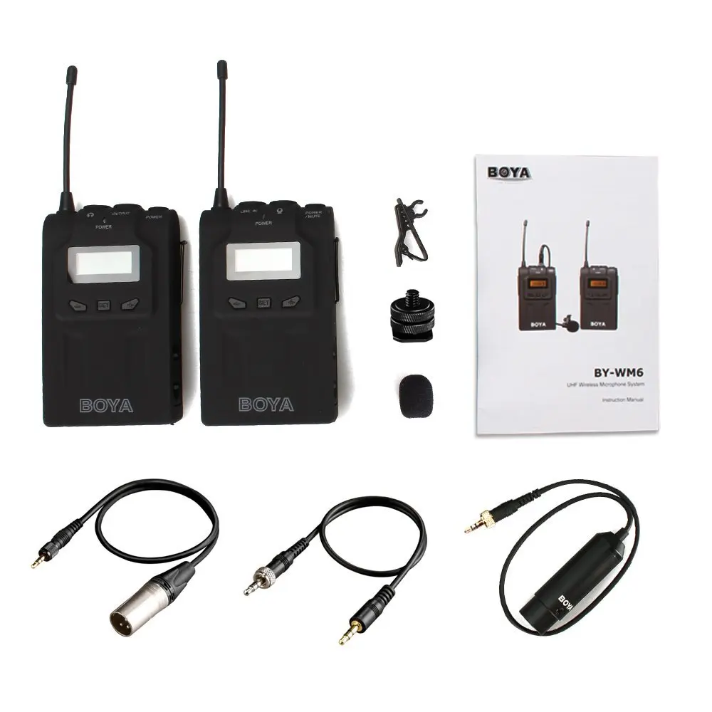 

BOYA BY-WM6 Professional Wireless Microphone System 48 Channel Omni-directional Lavalier Microphone For DSLR Camcorders