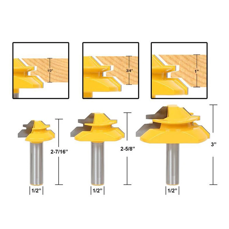 45 градусов деревообрабатывающее сверло с замком, Торцовочные фрезы, фрезы шипы, фрезы, 1/4 1/2, деревообрабатывающее устройство, деревообрабатывающее соединение, инструменты для сверления