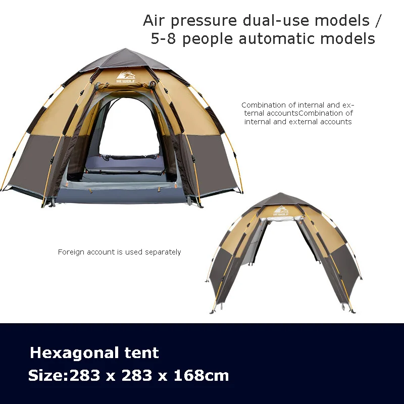 Мужской волк открытый шестиугольник 3 4 человека мульти-человек автоматический непромокаемая палатка Кемпинг Открытый Кемпинг семейный палатка для отдыха FC0059