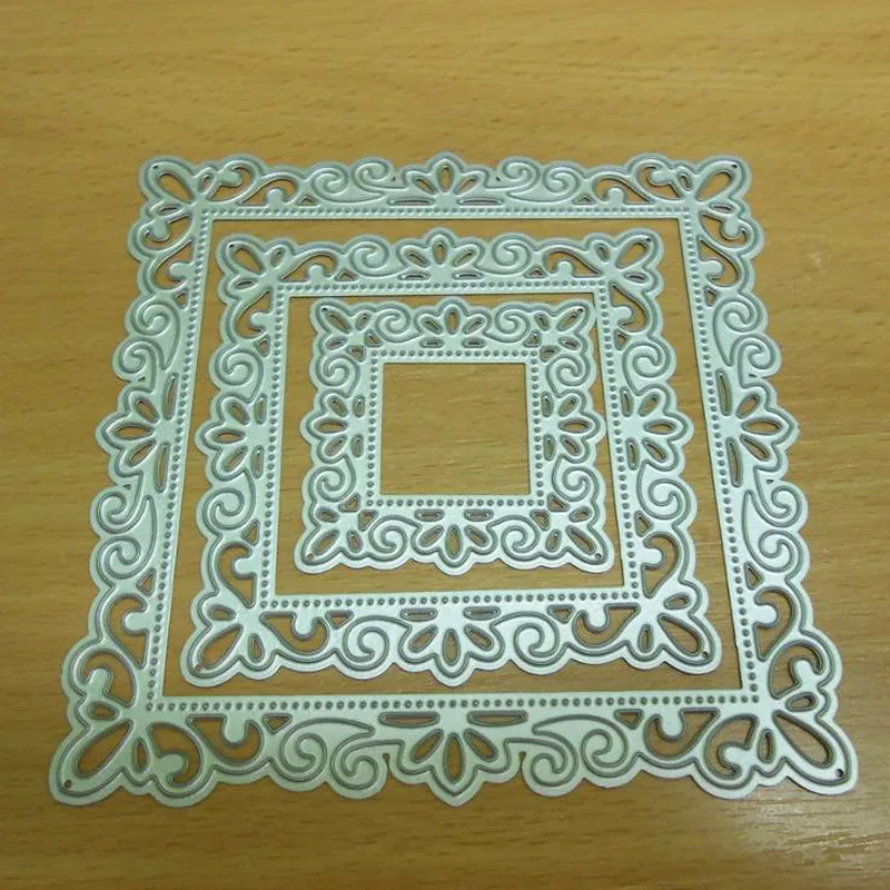 

3pcs Pierced Frame Cut Dies Scrapbooking Steel Cutting Dies Stencils Embossing DIY Card Photo Album Template Metal Craft