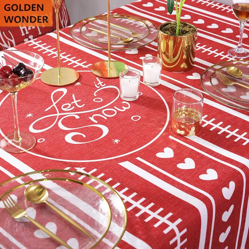 Christmas Cotton Tablecloth Wedding Decoration Red Cartoon Fashion Dinner Table Cloth