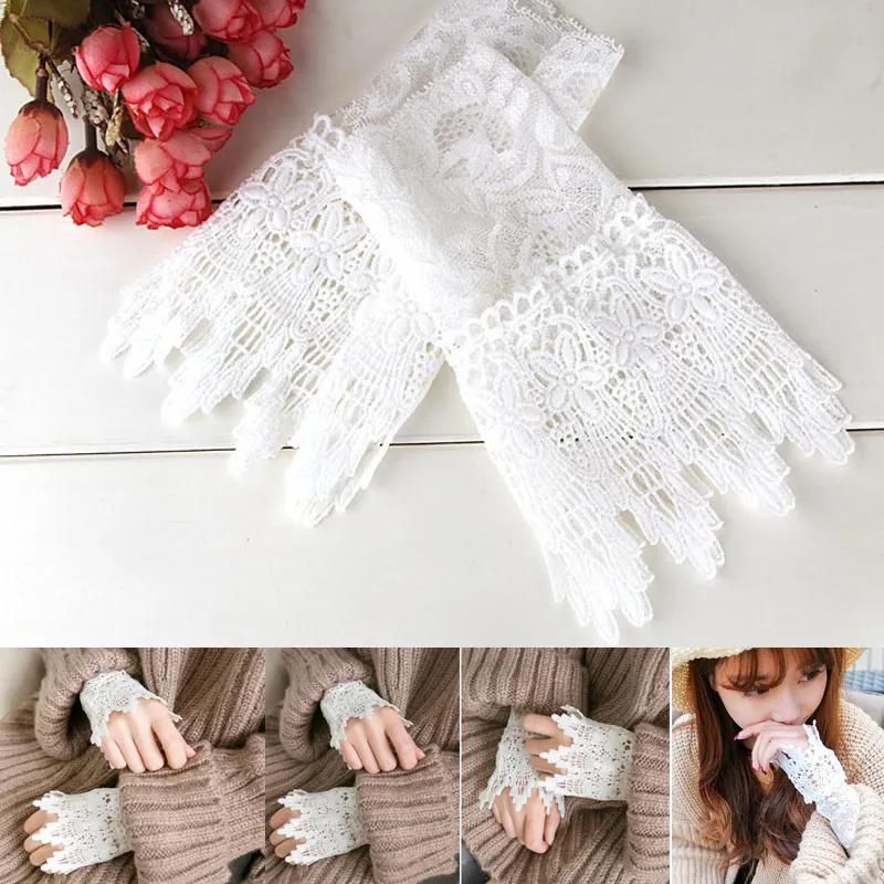 Buy 1 Pair Lace Wrist Sleeves Hollow Fake Cuff Elegant Gloves Accessories for Women Lady TC21