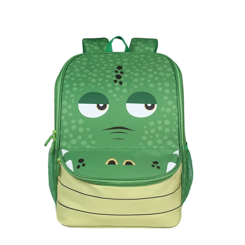 Мультяшная Акула, единорог, крокодил, животные для мальчиков и девочек, детская школьная сумка для начальной школы, Большие Школьные сумки 1-3 класса, детский студенческий рюкзак - Цвет: Зеленый