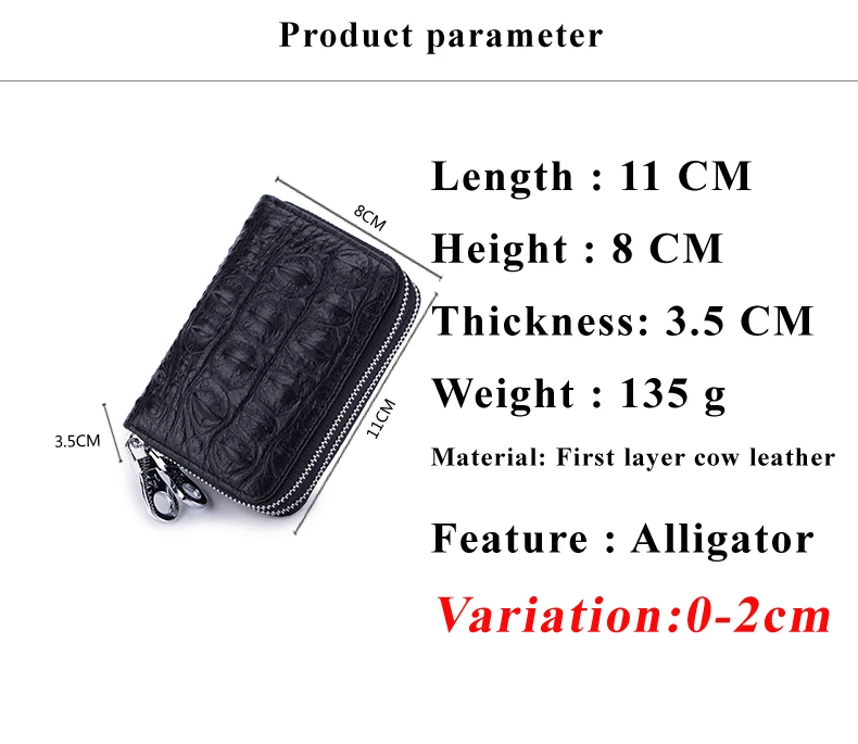 Lomelobo Lady Alligator Card Wallet Genuine Leather Girls Dual Zipper Coin Purse Women Card Holder Female Credit ID Cards Wallets HCL3257 Details (02)