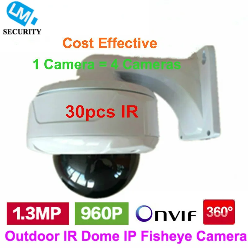Panoramic 360 degree IP Camera IP Dome Cam Fisheye Outdoor Waterproof Onvif Network camera P2P 1.5mm lens IR Day Night Vision
