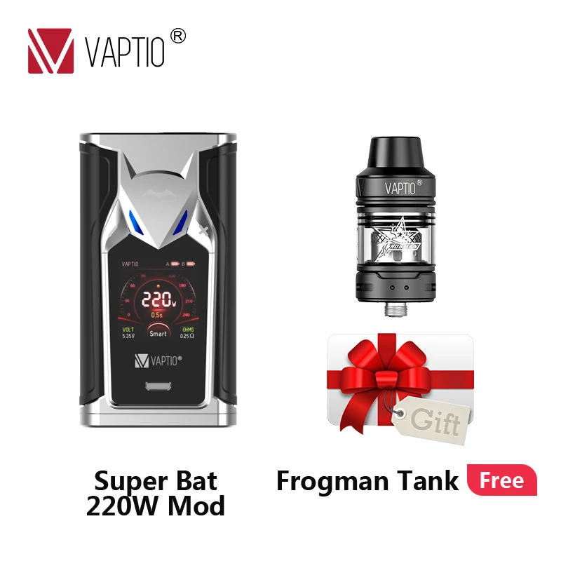 Günstig Geschenk Tank vape mod 220W Vaptio Super Bat Mod Power Durch Externe Dual 18650 Batterie unterstützung 510 Pin zerstäuber vape Box Mod