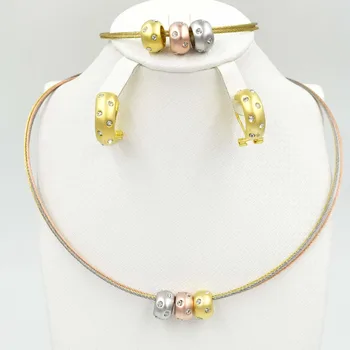 

New High Quality Italy 750 Jewelry Set l Nigerian Wedding African beads Jewelry Sets earrings for women Dubai Gold jewelry set