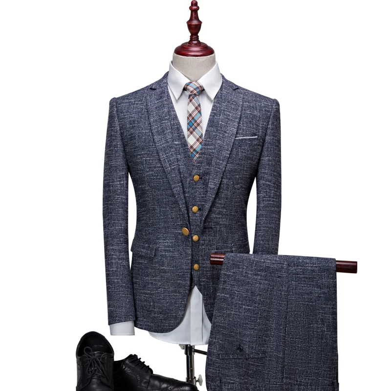 Wool Herringbone Retro Gentleman Style Custom Made Men's Suits Tailor Suit Blazer Suits for men 3 piece (Jacket+Pants+Vest)