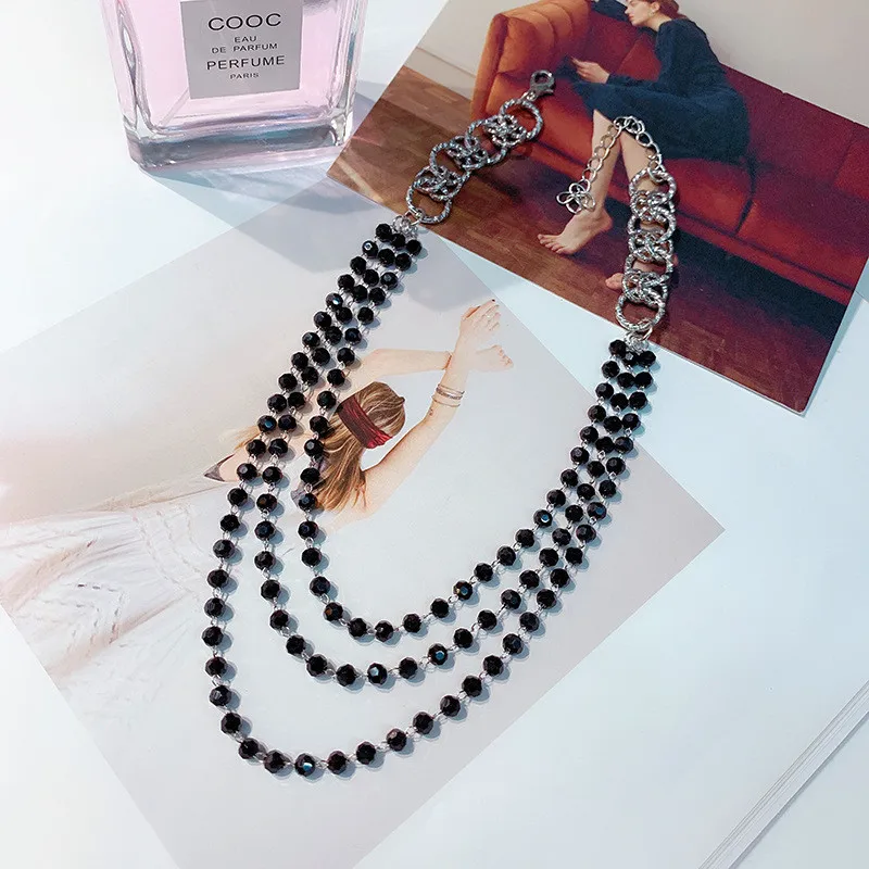 FYUAN Мода 3 чокер с несколькими слоями ожерелья для женщин Bijoux черный кристалл цепи ожерелья массивные ювелирные изделия вечерние подарки
