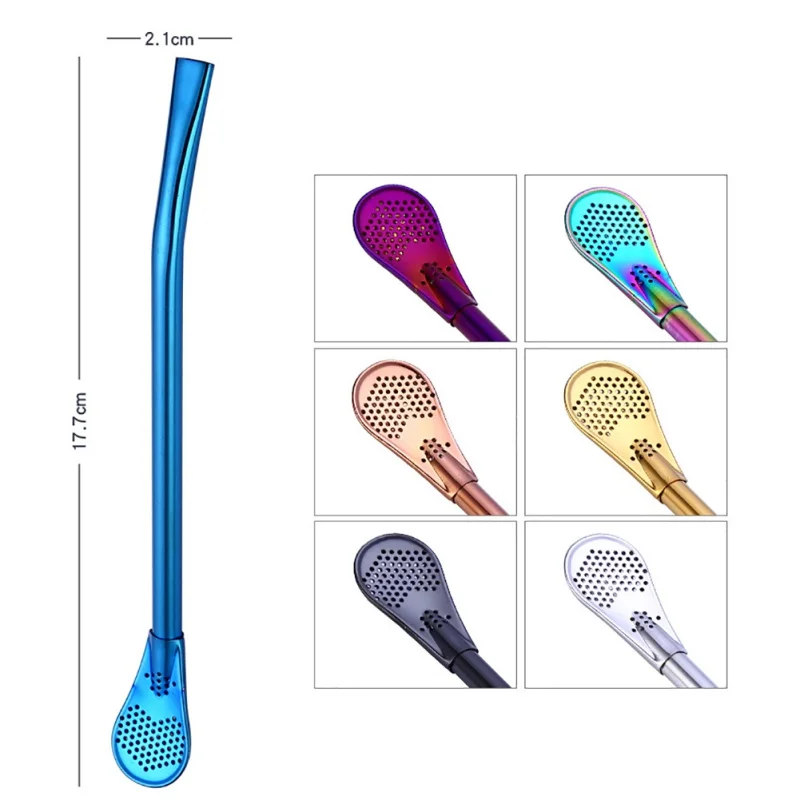

1pc Drinking Straw Stainless Steel Mate Straw Gourd Filter Spoons Reusable Metal Pro Tea Tools Bar Accessories