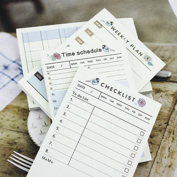 

Blue Self-Adhesive Weekly Monthly Plan Time Schedule Checklist Sticky Memo Pad Mini Planner Notebook Cute Planner