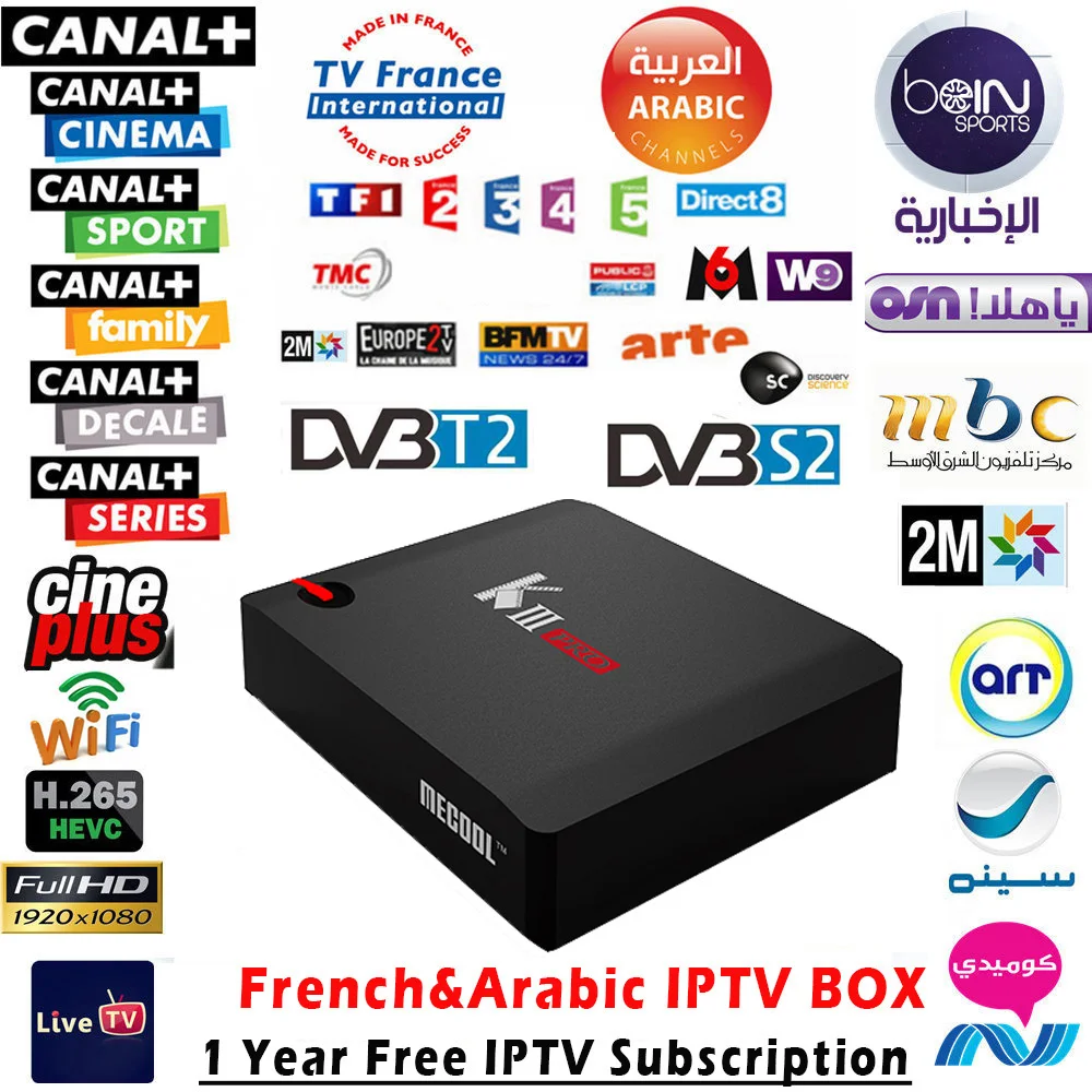 Europe Arabic IPTV Box French Italy IPTV Channels Android 6.0 TV Box S912 KIII Pro Support Sport Live TV Iptv 1 Year Set Top Box