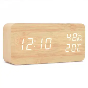 

NEW Bedroom Alarm Clock Home Bedside Desktop Wood Alarm Clock Living Room Multifunction Electronic LED Display Desk Alarm Clock