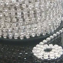 10 м класс+ Crystal Clear горный хрусталь Цепи. Серебро или золото покрытием. 3mm. SS12