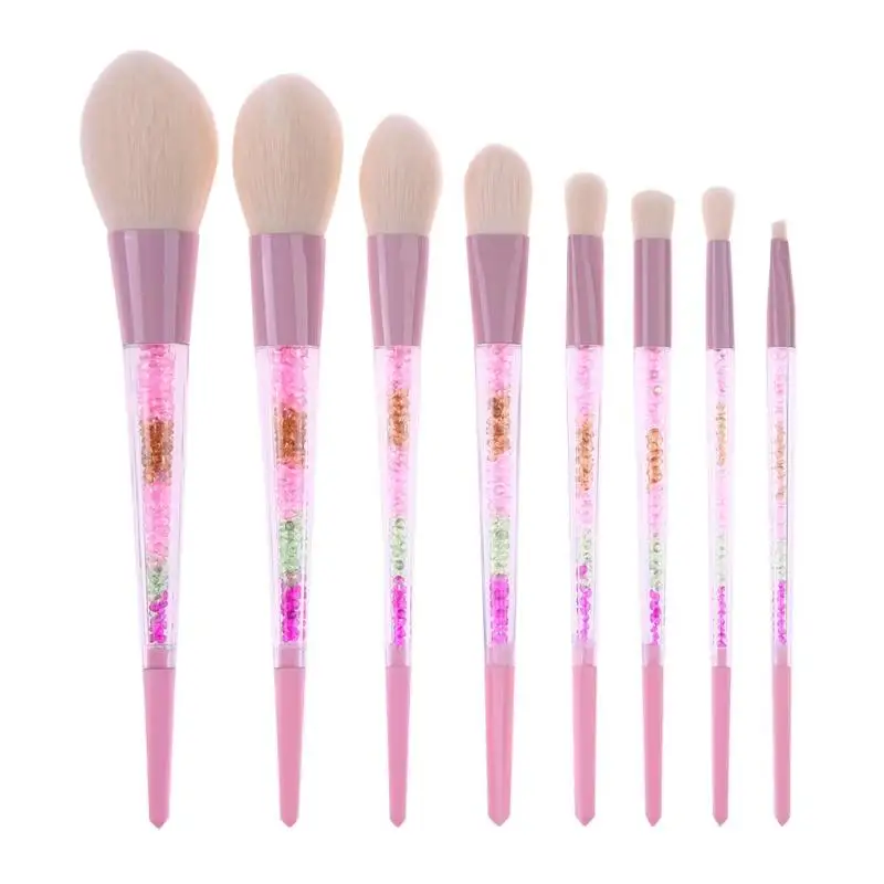 

8pcs Soft Bristles Rhinestone Diamond Professional Blush Foundation Eye Shadow Powder Makeup Brushes Set Cosmetic Tool 210-170mm