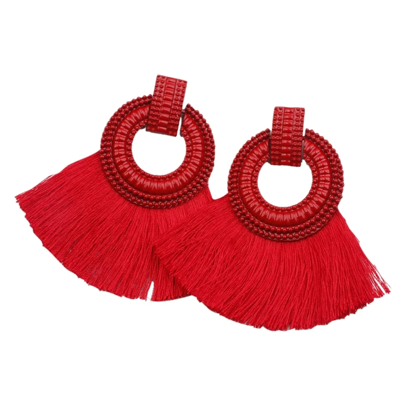 

Big Sector Tassel Earrings Multi Color Wedding Jewelry New Charm Dangle Drop Earring for Women