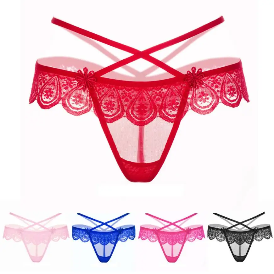 Women Sexy Lace Low Waist Hollow Underwear girl Thongs Panties G String