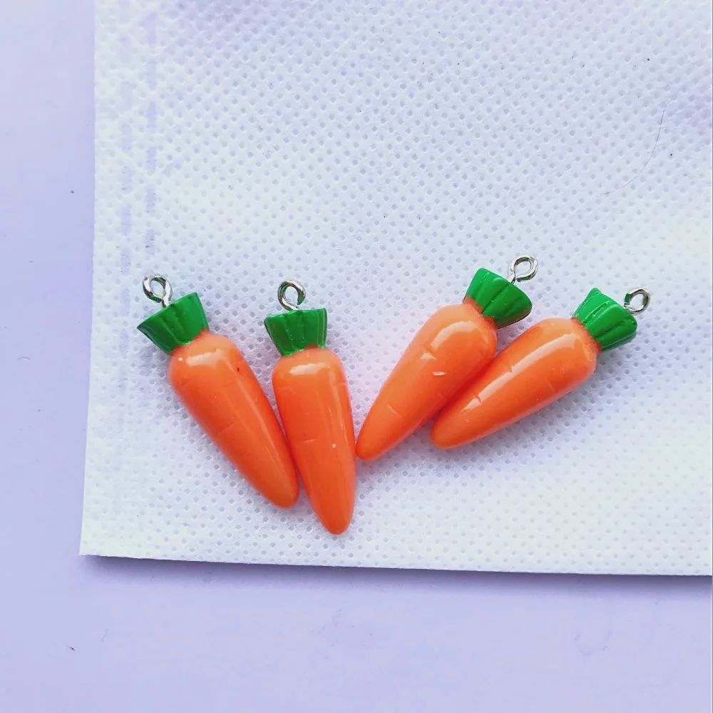 Orange Enamel and Rhinestone Charms 5 Carrot Charms Carrots Pendants