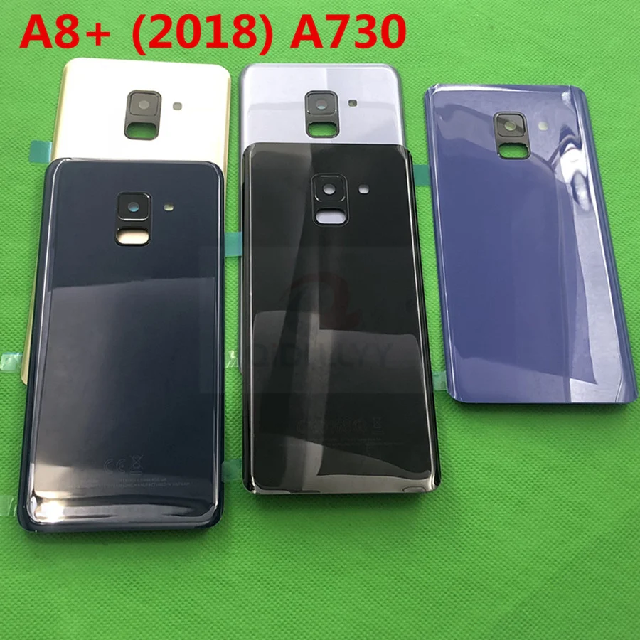 

A8+ Back Glass For Samsung Galaxy A8 Plus 2018 A730 A730F Back Battery Glass Cover Rear Door Housing Case Replace + Camera Lens