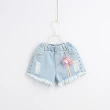 Для маленьких девочек рваные кисточкой Джинсовые шорты со стразами много оптом одежда для детей для маленьких девочек летняя Горячая Распродажа шорт куклы