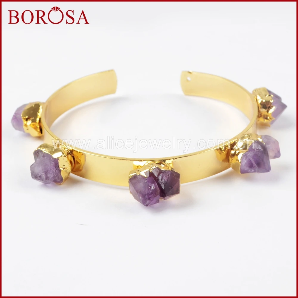 BOROSA Новая коллекция золото Цвет пять аметистами браслеты для Для женщин Дружба