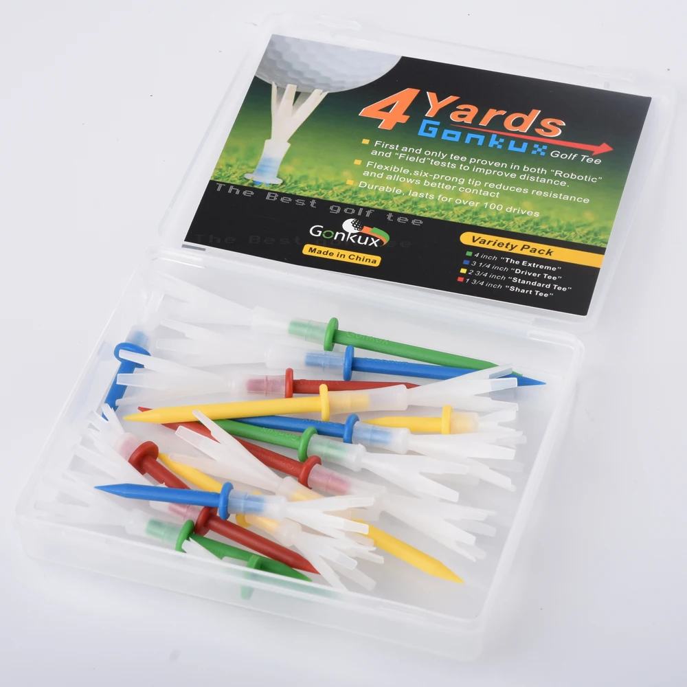 

Best Quality 16pcs/set Mixed Color Golf Tee 4 Yards Gonkux Tee 4x Variety Four Pack 4 of 16 Tees Driver Golf Accessory