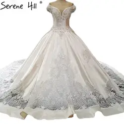 2019 Высокое качество бальное платье атласные свадебные платья расшитый блестками Кристалл Мода роскошный поезд свадебное платье Vestido De Noiva