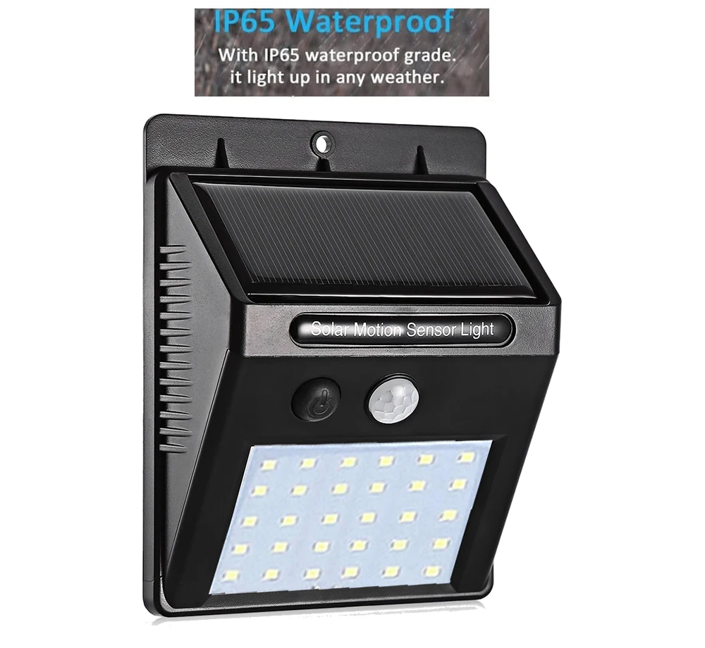 

LED Solar Power PIR Motion Sensor Wall Light 30 LED Outdoor Waterproof Energy Saving Street Yard Path Home Garden Security Lamp