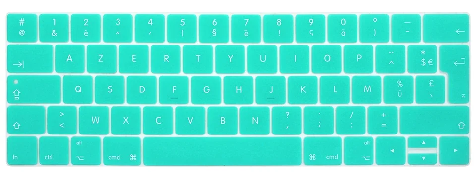 Clavier AZERTY раскладка силиконовая клавиатура чехол для нового Macbook Pro 13 15 с сенсорной панелью A1706 A1707 A1989 A1990 защита кожи - Цвет: Realblue