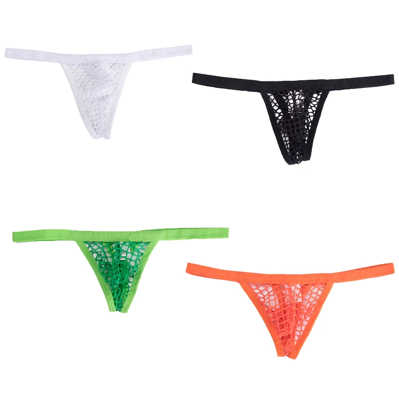 

DODOING 2019 New Arrival Hot Sale Sexy Men's Brand Bikini Large Mesh Thong Panties Underwear Jocks Mesh Underpants 4 Colors