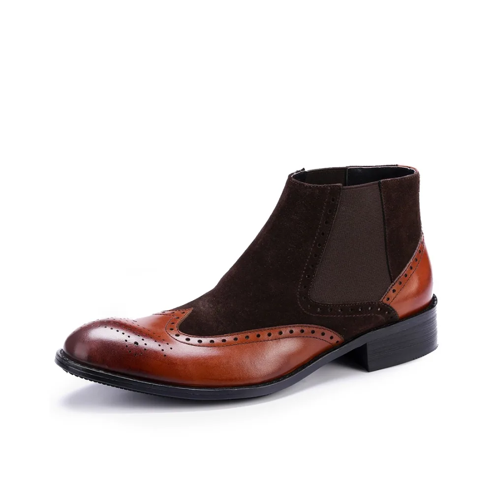 

Hot 2019 Warm Winter Men's Shoes Genuine Leather Mens Business Chelsea Vintage Leather Motorcycle Boots Big Size Casual Shoes